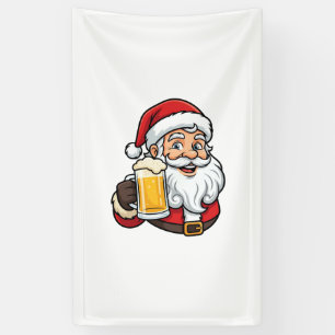 Lona Gráfico de Navidad de Papá Noel bebiendo cerveza