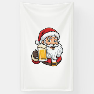 Lona Gráfico de Navidad de Papá Noel bebiendo cerveza