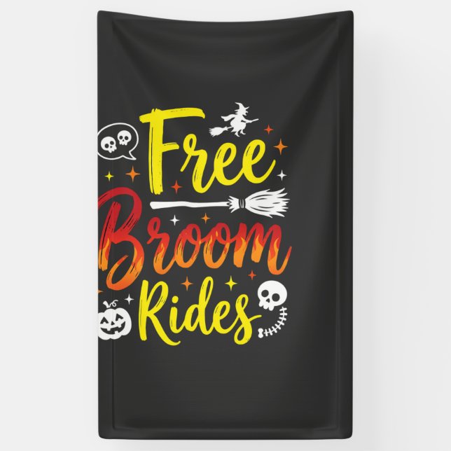 Lona Gráficos de Bruja con Escobas Gratis de Halloween (Vertical)