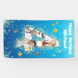 Lona Gran cuarto cumpleaños bajo el Collage de fotos de