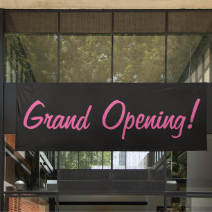 Lona Grand Opening l Texto promocional de color y rosa