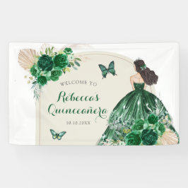 Lona Grande Quinceañera verde esmeralda del Boho
