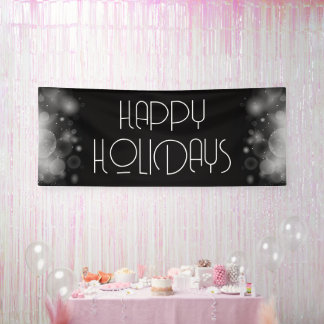 Lona Grandes Burbujas Bokeh Negro Felices Fiestas