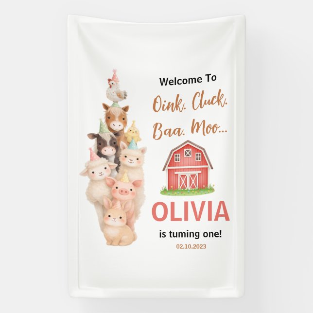 Lona Granja Boho Animal 1er Cumpleaños |Cute Rustic Bar (Vertical)