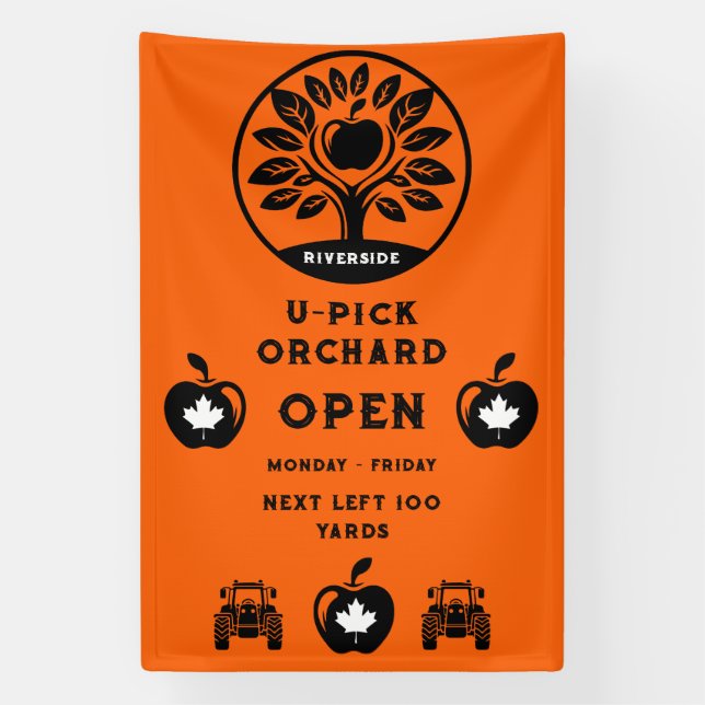 Lona Granja de Manzanas Canadiense U-Pick Promocional (Vertical)