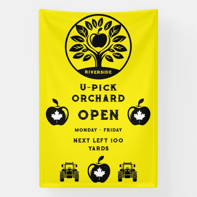 Lona Granja de Manzanas Canadiense U-Pick Promocional (Vertical)