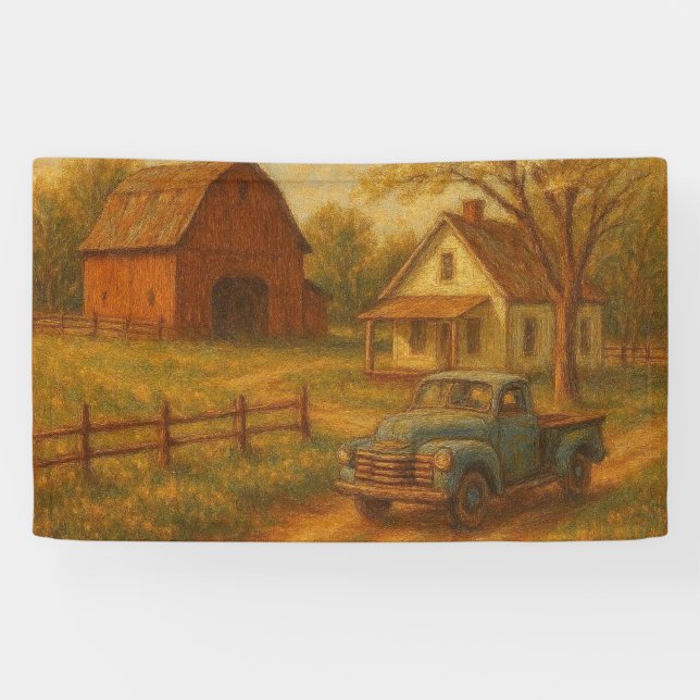 Lona Granja de primavera vintage/rústica  (Horizontal)