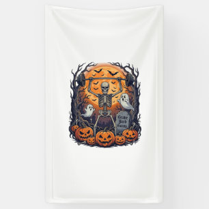 Lona Grave Yard Gains Esqueleto Levantando Barra de Pes