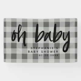 Lona Gray Gingham Baby Shower moderno