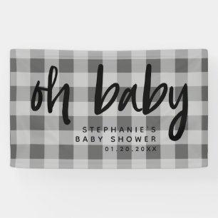 Lona Gray Gingham Baby Shower moderno