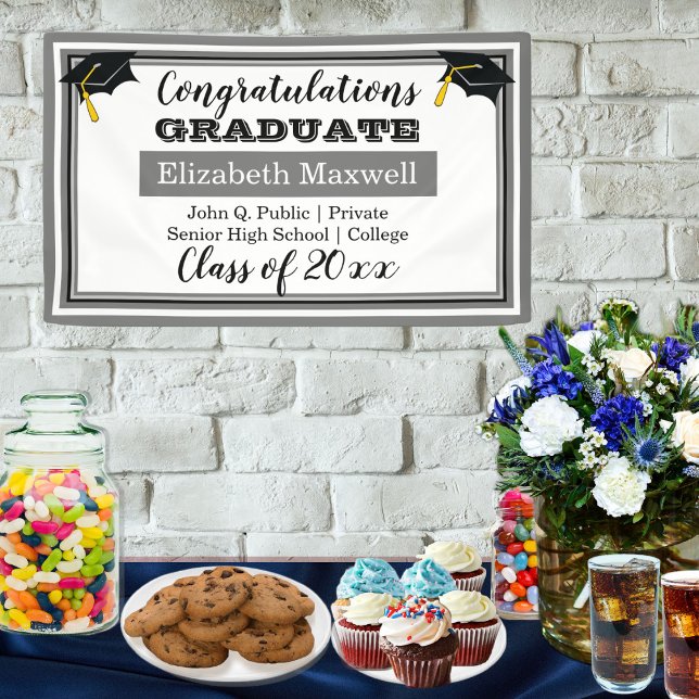 Lona Gray | White Congratulations Graduate Graduation (Subido por el creador)