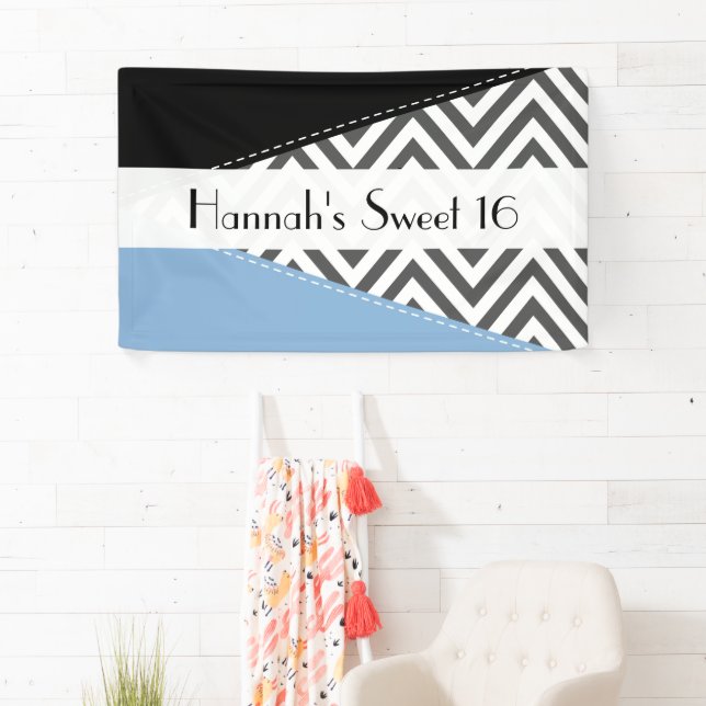 Lona Gray Zigzag, Chevron, Zigzag Pattern, Sweet 16 (In situ)