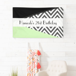 Lona Gray Zigzag, Gray Chevron, Mint, Cumpleaños