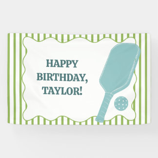 Lona Green and Blue Striped Pickleball Birthday Party