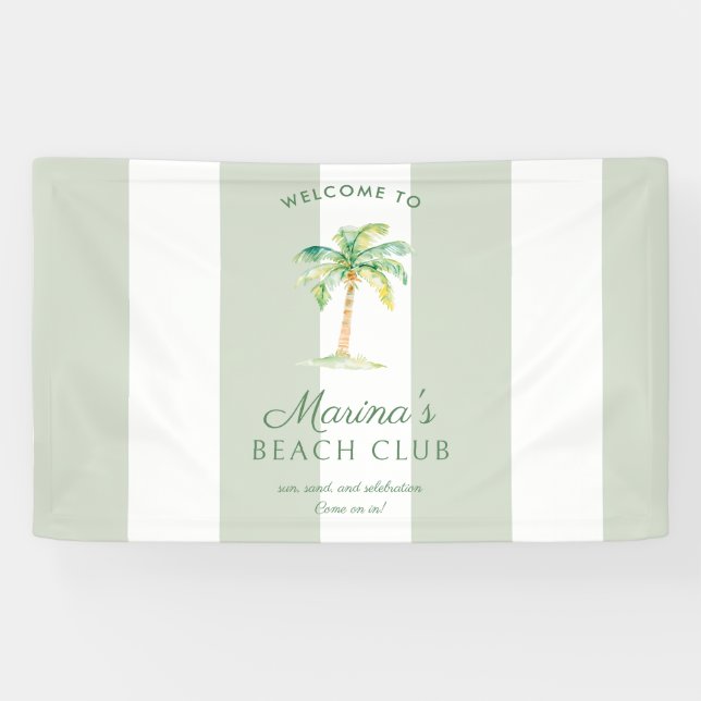 Lona Green Cabana Stripes Palm Beach Club Welcome (Horizontal)