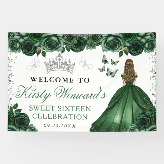 Lona Green Dress Blonde Princess Floral Sweet 16 (Horizontal)