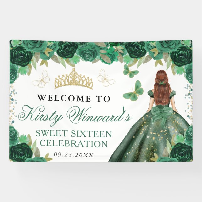 Lona Green Dress Red Haired Princess Floral Sweet 16 (Horizontal)