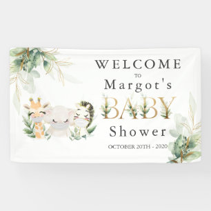 Lona Green Gold Safari Animal Drive De Baby Shower