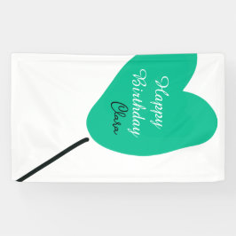 Lona Green heart happy birthday white black balloon kid