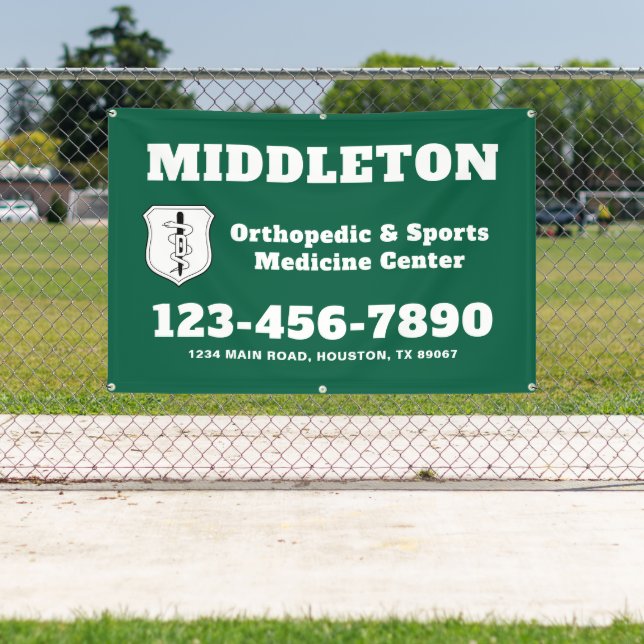 Lona Green Promotional Business Banner with Logo (in situ)