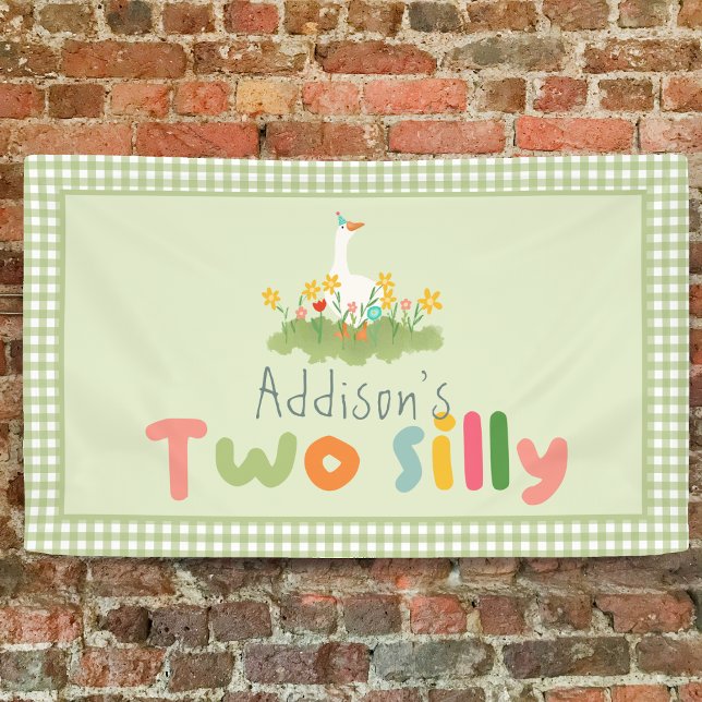 Lona Green Two Silly Farm Goose Birday Rótulo (Subido por el creador)