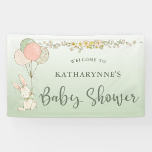Lona Green Vintage Bunny Rustic Floral Baby Shower