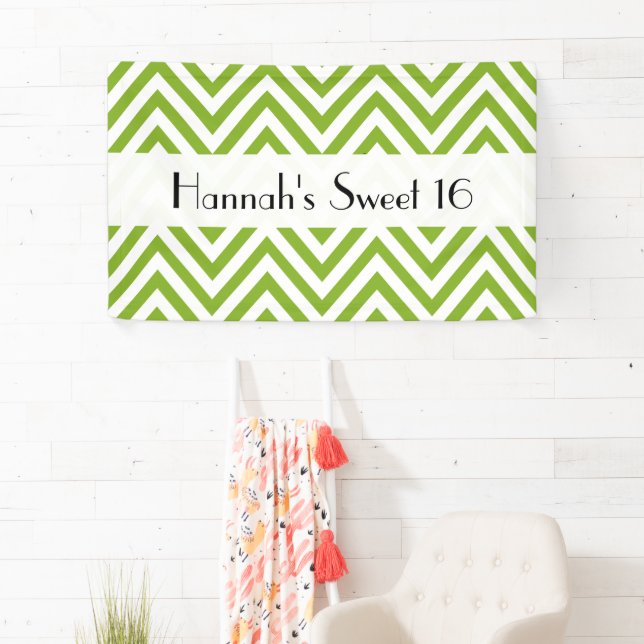 Lona Green Zigzag, Chevron, Zigzag Pattern, Sweet 16 (In situ)
