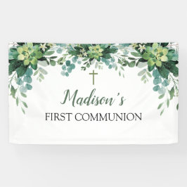 Lona Greenery First Communion Banner backdrop