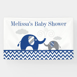 Lona Gris de azules marinos del elefante Baby Shower