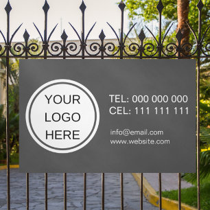Lona Gris y blanco de contacto promocional con logotipo
