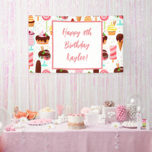 Lona Grito para los Chicas de helado dulce cumpleaños