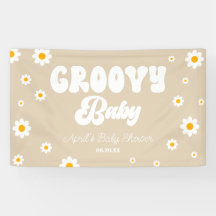 Groovy Baby Daisy Flower Floral Tan Baby Shower