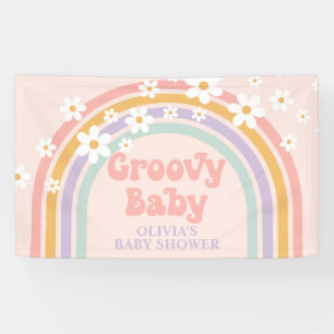 Lona Groovy Baby Pastel arcoíris Baby Shower