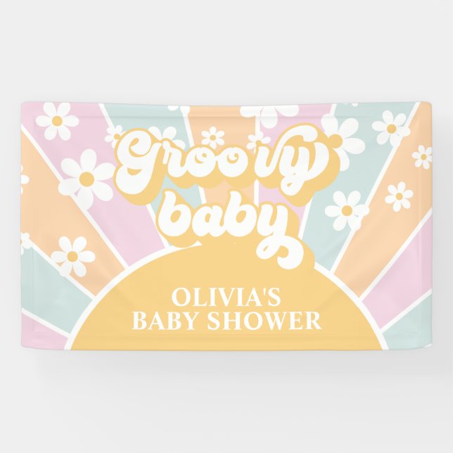 Lona Groovy Baby Retro Sol Pastel Daisy (Horizontal)