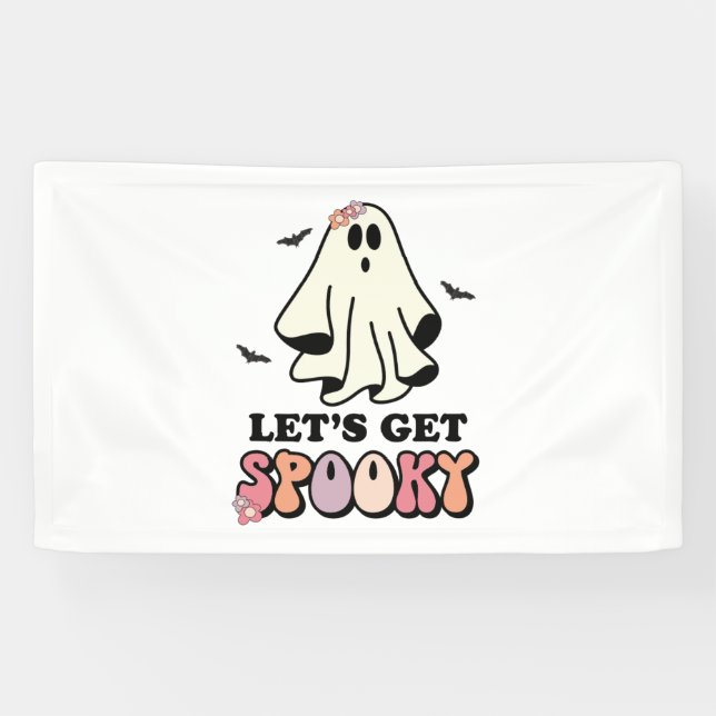 Lona groovy Ghost retro Halloween Cumpleaños (Horizontal)