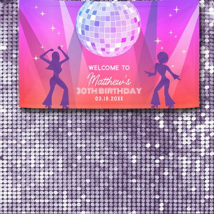 Lona Groovy Retro 70s 80s Disco Bienvenida a los 30 año