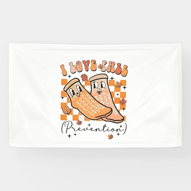 Lona Groovy Retro I Love Fall Prevention Funny (Horizontal)