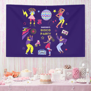 Lona Groovy Roller Disco Fiesta Morada Retro Millennial