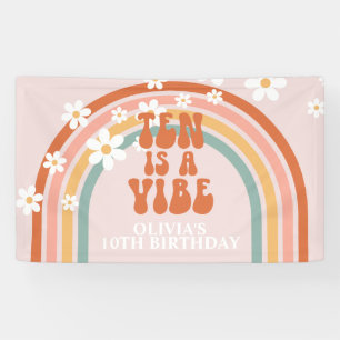 Lona Groovy Ten es un arcoíris de vibra Cumpleaños 10 d