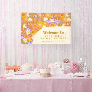 Lona Groovy Vintage Naranja Floral Despedida de Soltera
