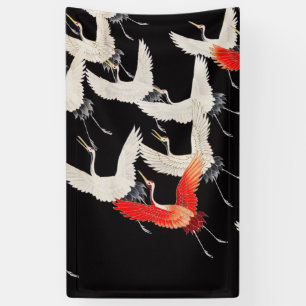Lona Grullas voladoras: Arte japonés de kimono con aves
