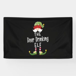 Lona Grupo de Elfos Bebedores de Cerveza Navidad Cumple