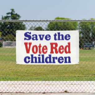 Lona Guardar niños Votar en rojo con texto azul rojo