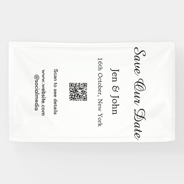 Lona Guarde nuestra fecha Escanee QR para detalles nomb (Horizontal)