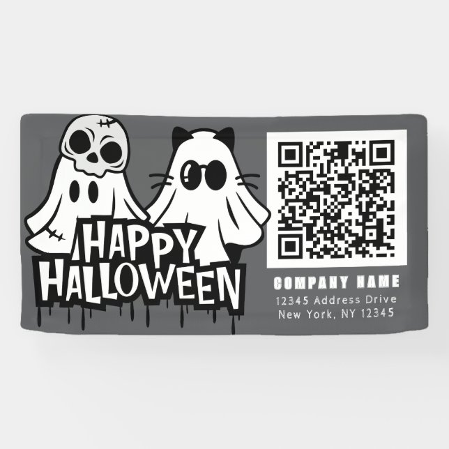 Lona Guay Ghosts Happy Halloween QR Business (Horizontal)