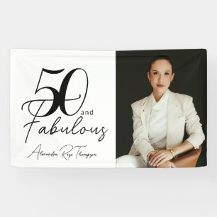Lona Guión de 50 y fabuloso Cumpleaños con Foto