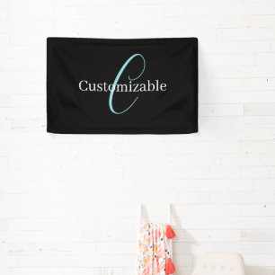 Lona Guión de monograma cursivo editable negro azul bla