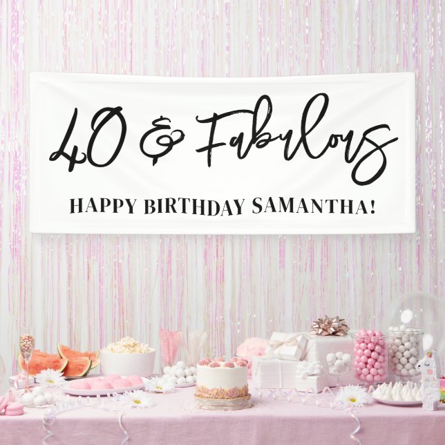 Lona Guión de pincel moderno 40 y fabuloso (Fiesta)