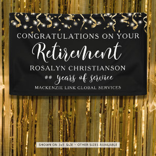 Lona Guión de serpentinas de confeti de oro negro para