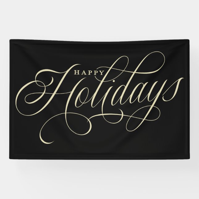 Lona Guión Elegant Happy Holidays (Horizontal)
